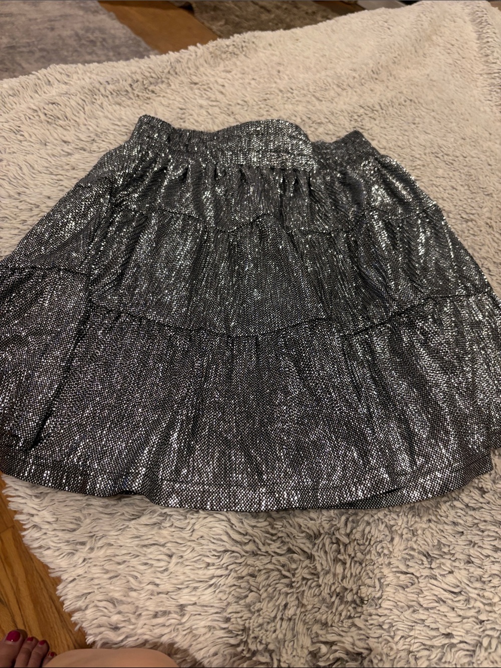 Kori Silver‎ Metallic Tiered Skater Skirt